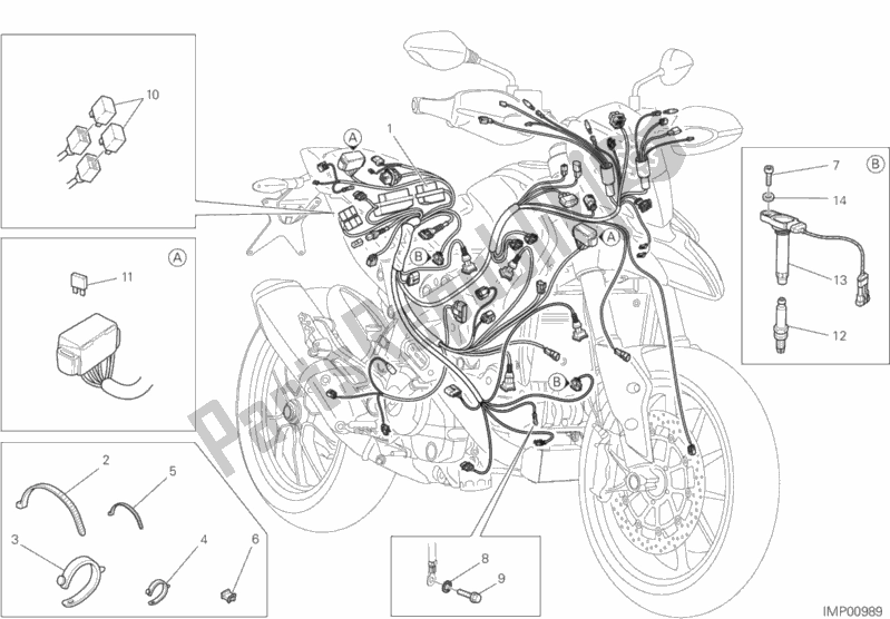 Todas as partes de Chicote De Fiação do Ducati Hypermotard 939 SP USA 2017
